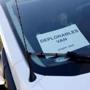A staff van in Republican presidential nominee Donald Trump's motorcade was labeled 