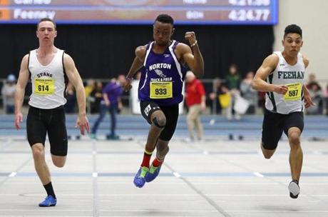 The state indoor track championships were held at the Reggie Lewis Center in February.

