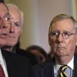 Senate Majority Leader Mitch McConnell (right) Thursday introduced a ??clean?? GOP-authored bill funding the government through Dec. 9, but Democrats want different and additional funding.