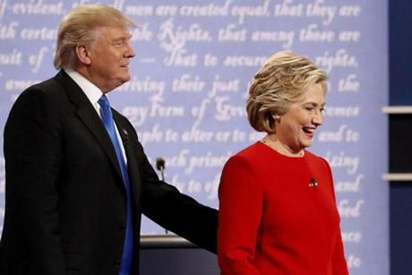 Donald Trump and Hillary Clinton walked off the stage after the debate.
