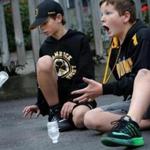 Brendan O?Brien, 12, landed a bottle on its cap while showing off his skills with James Tobin in West Roxbury. 