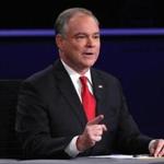 Democratic vice presidential candidate (and Replacements fan) Tim Kaine during Tuesday night?s debate.