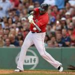 BOSTON, MA - 7/3/2016: Boston Red Sox designated hitter David Ortiz hits a double in the fifth inning of a game against the Los Angeles Angels at Fenway Park. (Timothy Tai for The Boston Globe)