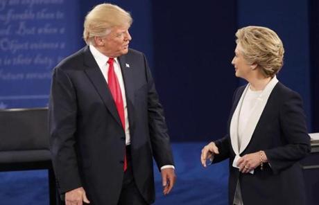 Donald Trump and Hillary Clinton spoke at the conclusion of the debate. 

