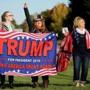 10/15/2016 - Portsmouth, NH - October 15, 2016: A group of women show their support for Donald Trump before a Donald Trump Rally at Toyota of Portsmouth in Portsmouth, NH on October 15, 2016. (Craig F. Walker/The Boston Globe) 