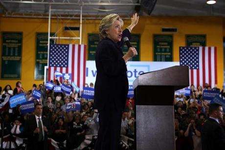 Hillary Clinton spoke during a campaign rally in Ohio earlier this month. 

