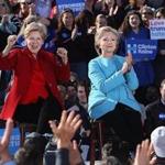 Hillary Clinton and Senator Elizabeth Warren held a rally Monday in Manchester, N.H.