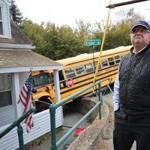 A school bus crashed on Quarry Street in Quincy on Tuesday.