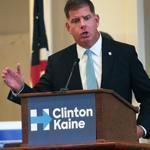 Mayor Martin Walsh will be jetting to Pittsburgh on Saturday to campaign for Hillary Clinton. 