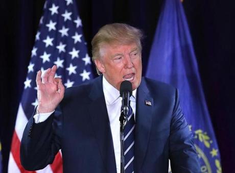 Republican presidential candidate Donald Trump held a rally in Manchester on Friday.

