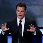 Matt Damon (pictured speaking at an award ceremony last month in Beverly Hills, Calif.) is the narrator of ?Backpack Full of Cash.?