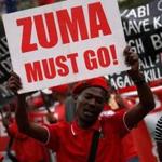 Protesters called for the removal of President Jacob Zuma outside the Union Buildings in Pretoria, South Africa.