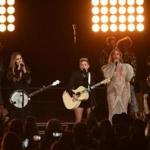  Beyonce (right) performed onstage with Emily Robison and Natalie Maines of the Dixie Chicks.