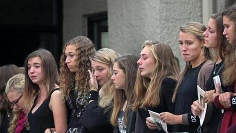 HULL, MA - 11/03/2016: Emma Ryan's funeral at Saint Ann's in Hull. Her soccer teammates, students from Hull High School took the day off from school along with others attended the services. (David L Ryan/Globe Staff Photo) SECTION: METRO TOPIC 04Hull
