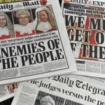 A selection of the front pages of British newspapers taken on November 4, 2016 following the High Court ruling yesterday that the Conservative government do not have the power on their own to trigger Article 50 of the Lisbon Treaty. The court's decision sparked fury among newspapers that backed Brexit, accusing the judges of 
