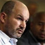 FILE - In this April 9, 2013 file photo, former NFL player Kevin Turner, left, speaks beside former player Dorsey Levens during a news conference in Philadelphia. Researchers in Boston announced Thursday, Nov. 3, 2016, that Turner, who died in March from complications of amyotrophic lateral sclerosis (ALS) at the age of 46, had the most advanced stage of Chronic Traumatic Encephalopathy (CTE) with motor neuron disease. (AP Photo/Matt Rourke, File)