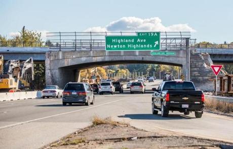 11/05/2016 NEEDHAM, MA Traffic flows under the remains of the old Highland Avenue bridge where it crossed over 128 in Needham. (Aram Boghosian for The Boston Globe) 
