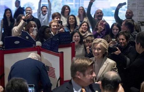 Hillary Clinton smiled as she voted at Douglas G. Grafflin School in Chappaqua, N.Y.
