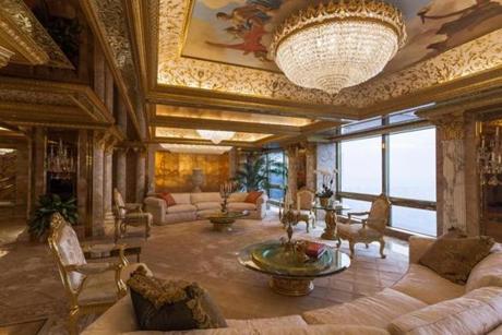 The first floor living room of Donald and Melania Trump's penthouse at Trump Tower.
