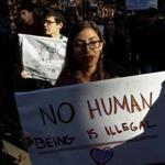 Protesters took part in a rally at Harvard on Monday to show support for undocumented students.