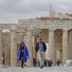 President Obama toured the Acropolis with Dr. Eleni Banou of the Athens Ministry of Culture on Wednesday.