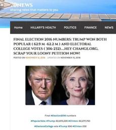 70news -- reported as a fake news site by Wash Post --that posted inaccurate election results 
