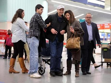 Sal DiMasi arrived at Logan Airport Tuesday. 
