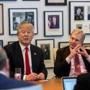 President-elect Donald Trump, left, and New York Times Publisher Arthur Sulzberger Jr., right, during a meeting at The New York Times building.