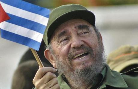 Fidel Castro waved a Cuban national flag during a May Day ceremony in 2005 at Revolution Square in Havana, Cuba. 
