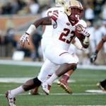 Running back Myles Willis of Boston College headed toward the end zone in the first quarter.