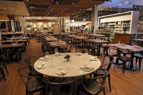 A dining area at Eataly, the huge Italian food hall/market at the Prudential Center.
