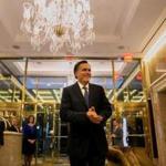 Mitt Romney spoke to reporters after returning from a dinner with President-elect Donald Trump.