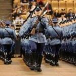 Graduates drilled during the 82nd Recruit Massachusetts State Police graduation in April 2016.