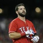 Texas Rangers Mitch Moreland stands on the field after an at bat during a baseball game against the Cleveland Indians in Arlington, Texas, Saturday, Aug. 27, 2016. (AP Photo/LM Otero) 