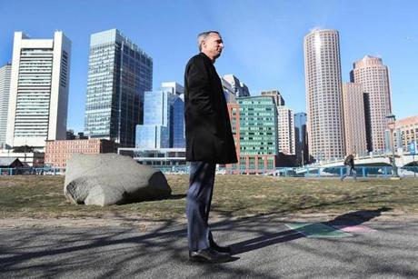 Boston, MA., 12/19/16, Bill Richard, father of bombing victim Martin Richard, tours the site of what will be Martin's Park in Seaport District. Suzanne Kreiter/Globe staff)
