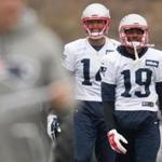 Patriots - New England Patriot's Michael Floyd (14) and Malcom Mitchell (19) during Thursday's practice at Gillette, Dec., 22, 2016. (Gretchen Ertl for The Boston Globe)