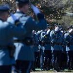 State troopers saluted during burial services for Thomas Clardy in March. 
