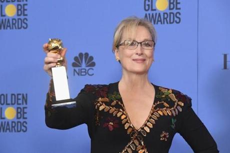 BEVERLY HILLS, CA - JANUARY 08: Actress Meryl Streep, recipient of the Cecil B. DeMille Award, poses in the press room during the 74th Annual Golden Globe Awards at The Beverly Hilton Hotel on January 8, 2017 in Beverly Hills, California. (Photo by Kevin Winter/Getty Images)
