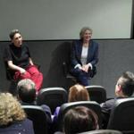 Jill Soloway (left) and Jean Stawarz, associate professor of screenwriting, at Emerson Los Angeles. 