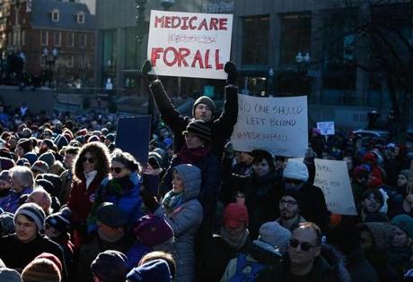 People participated in rally to denounce plans to revoke the Affordable Care Act. 
