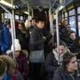 Boston, MA - 1/9/2017 - Passengers ride the number 7 bus in Boston, MA, January 9, 2017. (Keith Bedford/Globe Staff)