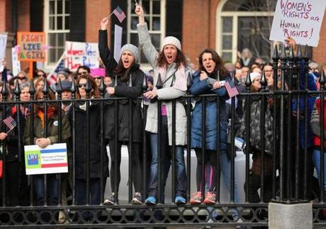 Thousands of people filled Boston Common for the Boston Women's March for America on Saturday.
