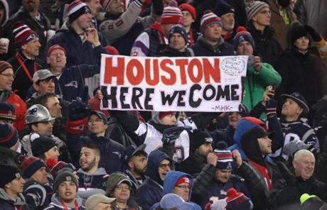 Patriots fans in the Gillette Stadium stands seemed eager to make the trip to Houston for Super Bowl LI.
