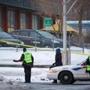epa05761393 Municipal police patrols the scene where two gunmen opened fire in a Quebec City mosque during evening prayers on 29 January, killing six people and injuring eight others, at the Quebec Islamic Cultural Centre in Quebec City, Quebec, Canada, 30 January 2017. According to the police, six people were killed and another eight were wounded in a shooting at a Mosque during evening prayers on 29 January. Two suspects have been taken into custody. Canadian Prime Minister Justin Trudeau described the incident as a 'terrorist attack on Muslims,' media reported quoting his statement. EPA/ANDRE PICHETTE