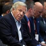 Houston, TX 2-1-17: New England Patriots owner Robert Kraft is pictured after he arrived and took his front row seat where NFL Commissioner Roger Goodell (not pictured) held his annual Super Bowl press conference this afternoon in the Bush Ballroom at the Media Center in downtown Houston. (Globe Staff Photo/Jim Davis) reporter: various topic: Super Bowl