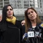 The wife of ?El Chapo,? Emma Coronel Aispuro (left), with lawyer Michelle Gelernt outside the US Federal Courthouse in Brooklyn.