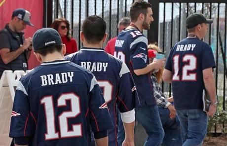 Before the gates opened to the fans, a multitude of Tom Brady jersey wearing men arrived together.
