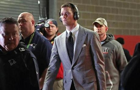 Tom Brady arrived at NRG Stadium in Houston. 
