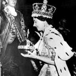 Queen Elizabeth II during her coronation in Westminster Abbey a year after she ascended to the throne.
