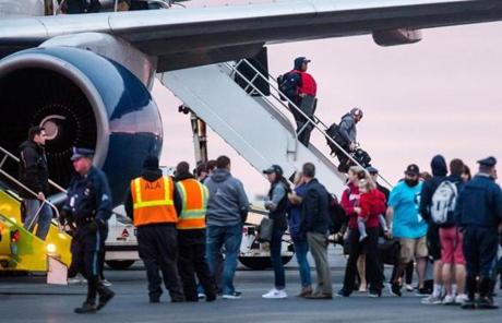 The Patriots arrived at Logan Airport.

